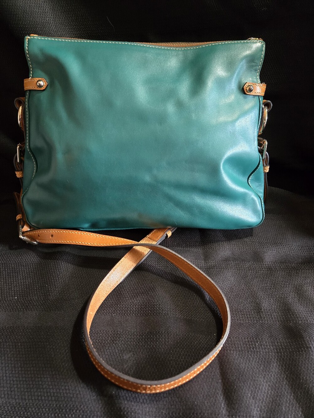 Dooney & Bourke Teal Green Florentine Leather Presley Shoulder Bag EUC - Picture 4 of 14